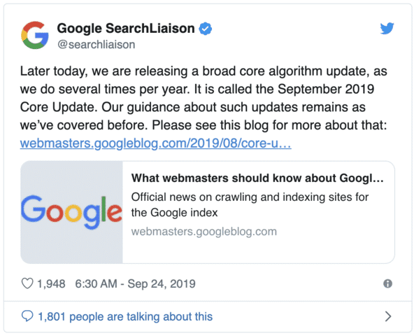 Google Core Update Information