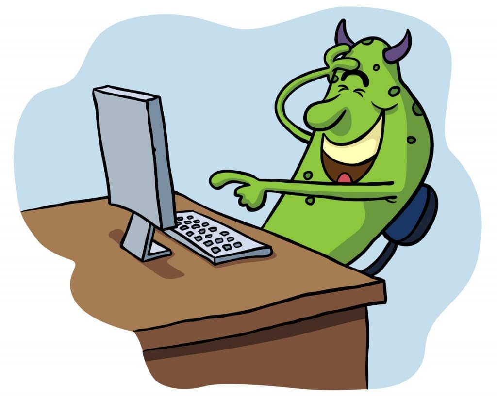 animated troll laughing at computer