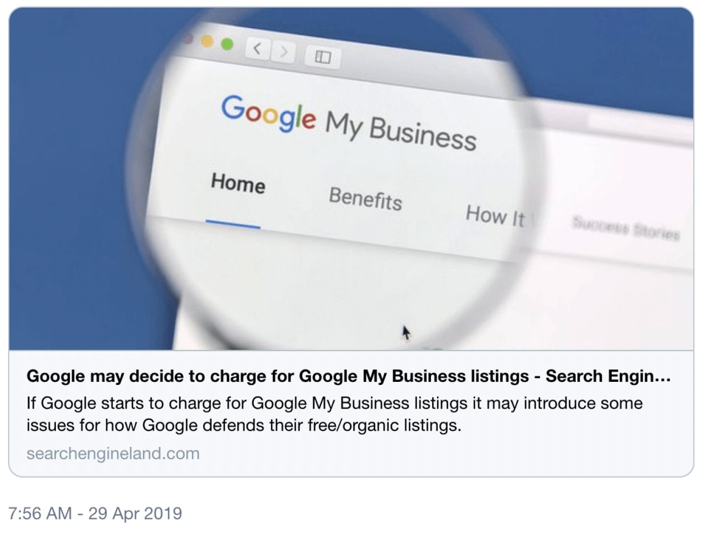 Google My Business Listing screen shot