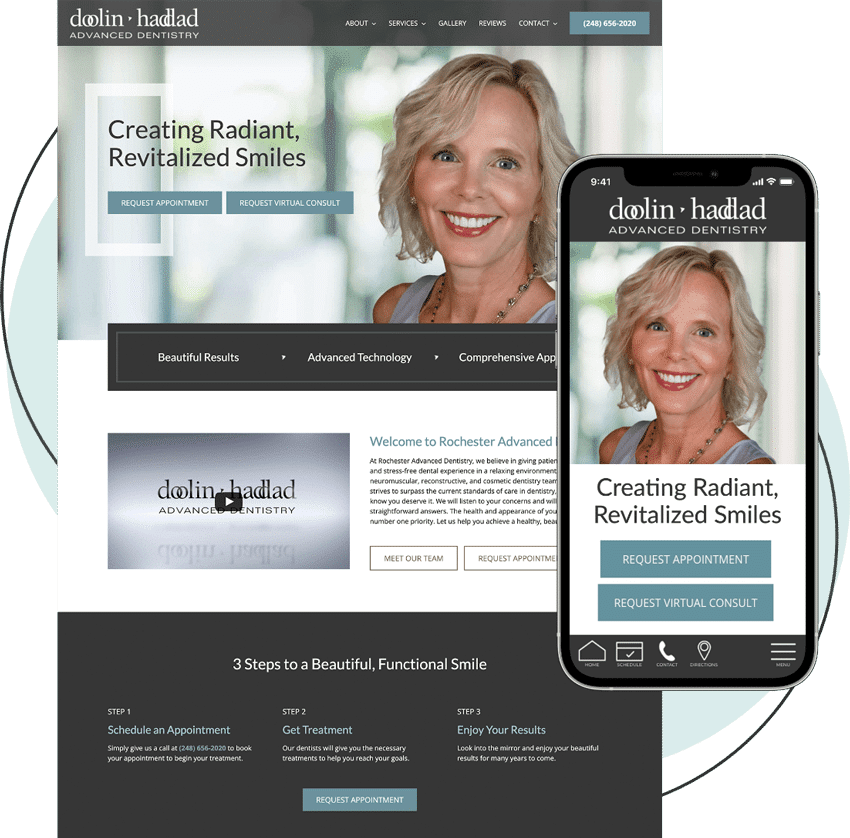 graphic of desktop and mobile client dental website
