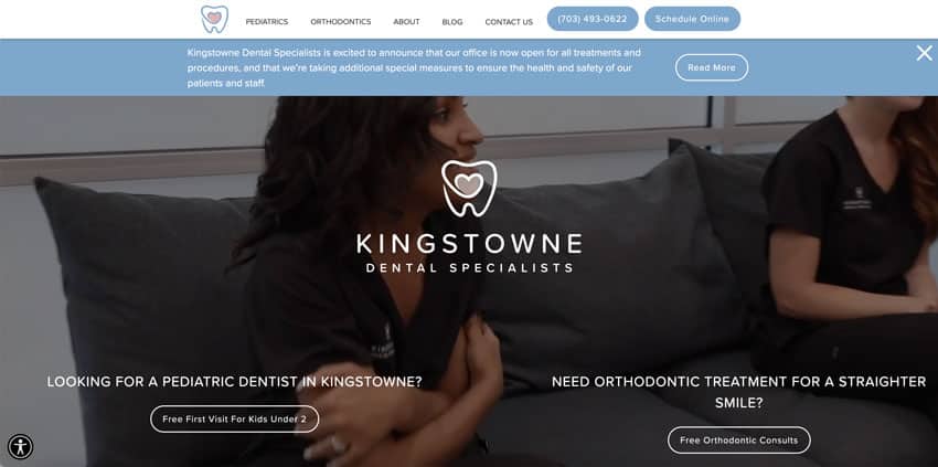 kingstowne dental website homepage